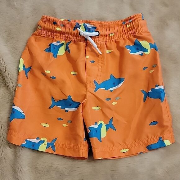 CARTER'S 2-PIECE ORANGE AND BLUE SWIM TRUNKS AND RASH GUARD, SIZE 3T - Picture 5 of 7